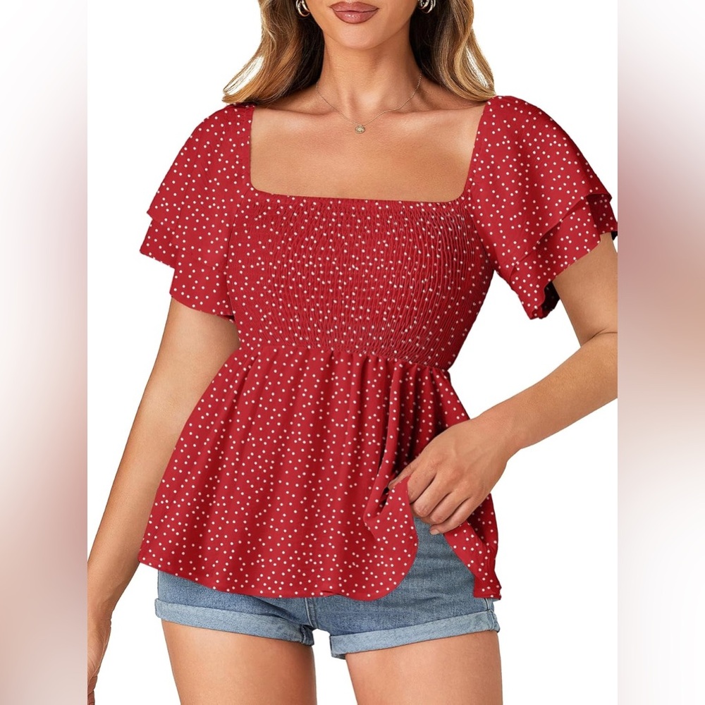 Red Polka Dot Women's Top